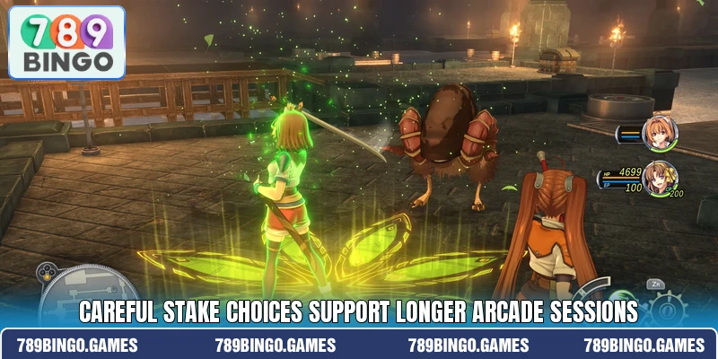 Careful stake choices support longer arcade sessions