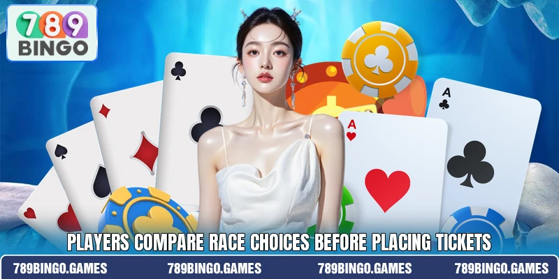 Players compare race choices before placing tickets