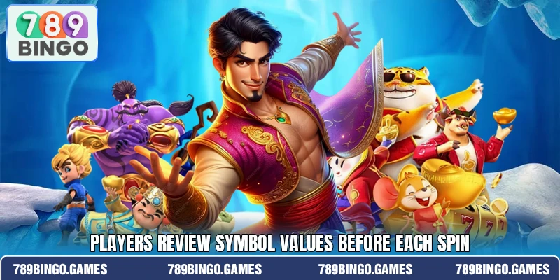 Players review symbol values before each spin