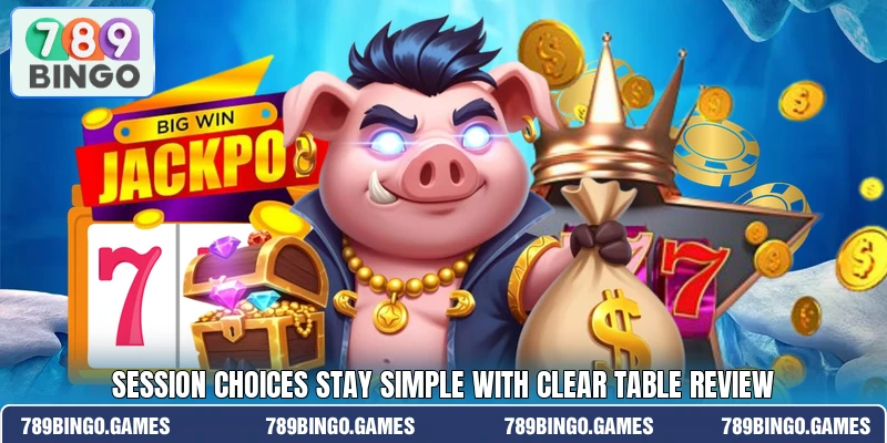 Session choices stay simple with clear table review